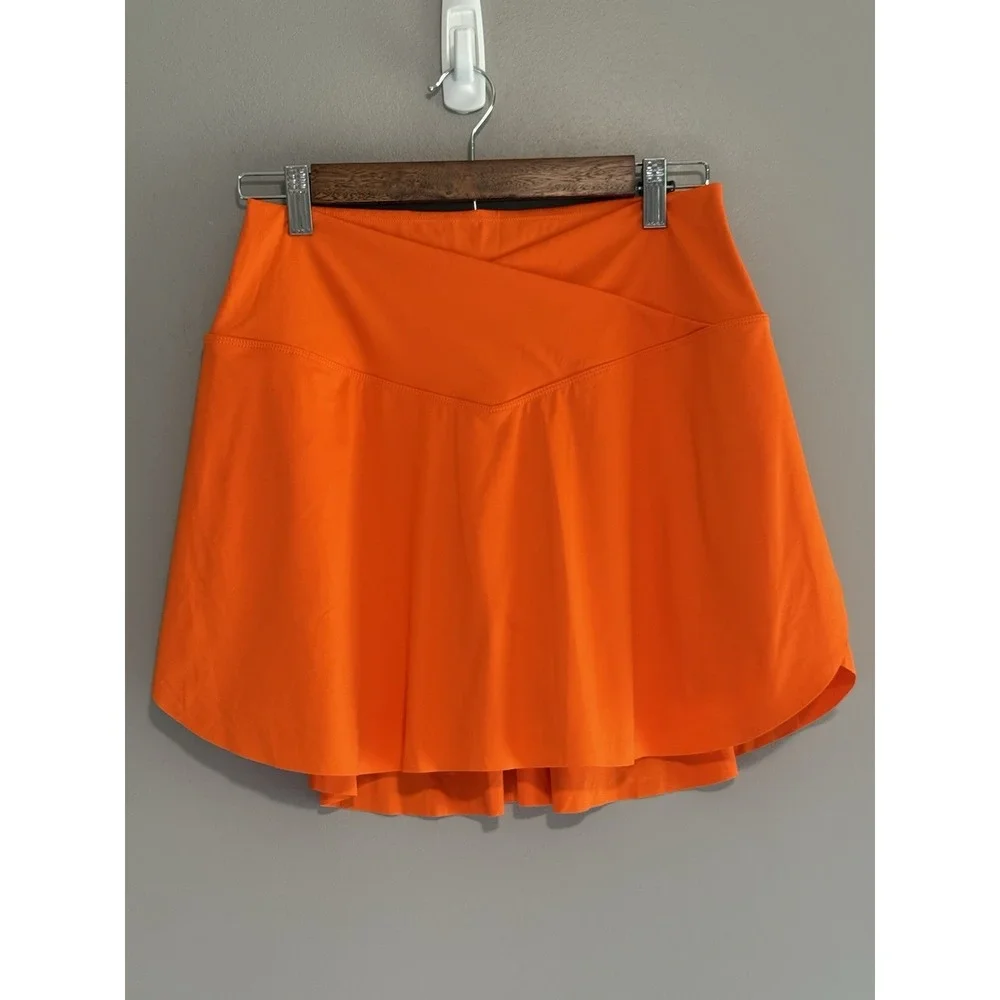 Halara SoftlyZero Airy Crossover High Waist Athletic Skort Skirt Shorts Orange L